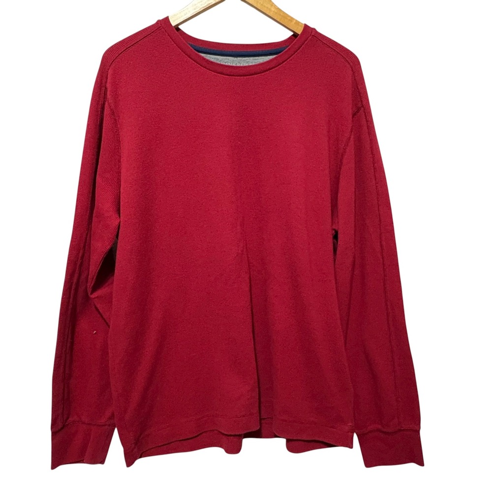 Banana Republic Mens Waffle Knit Shirt XL Red Long Sleeve Heritage Workwear‎